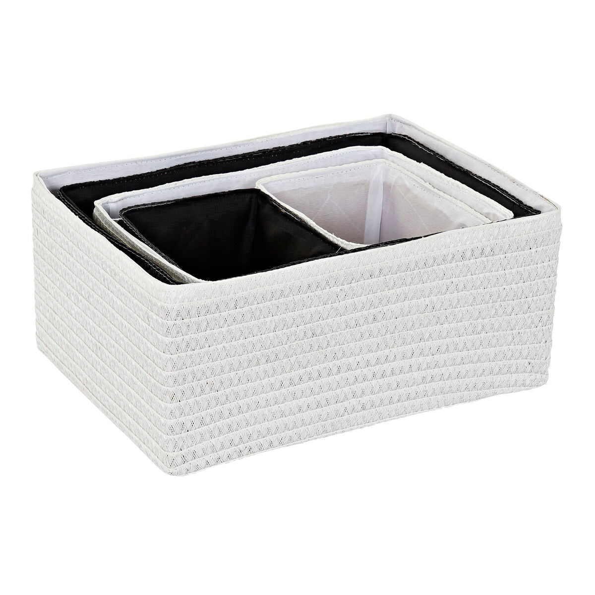 Basket set DKD Home Decor Black Aluminium White PP (41 x 30 x 18 cm)
