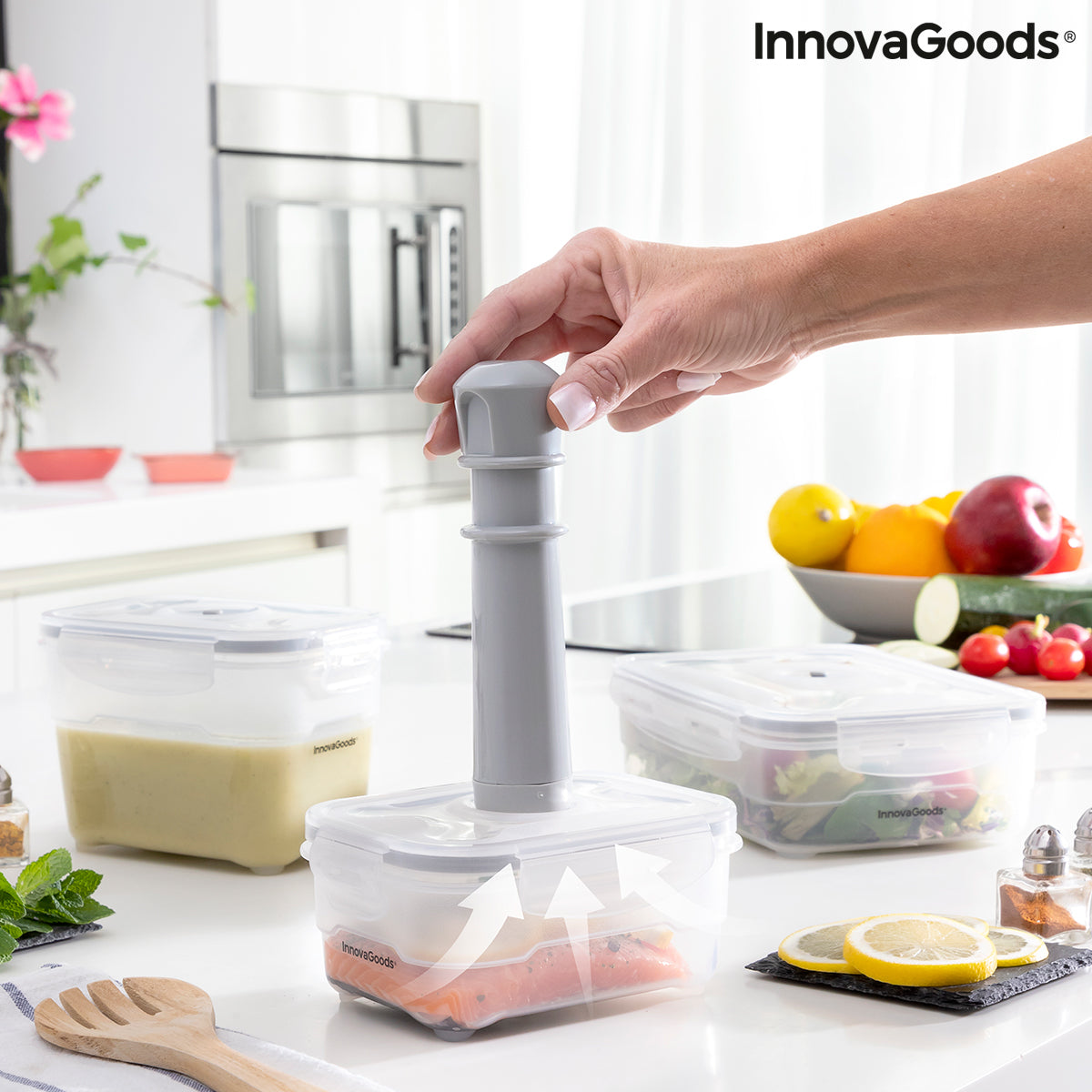 Set of 3 Containers for Vacuum Packing with Manual Pump Vacse InnovaGoods