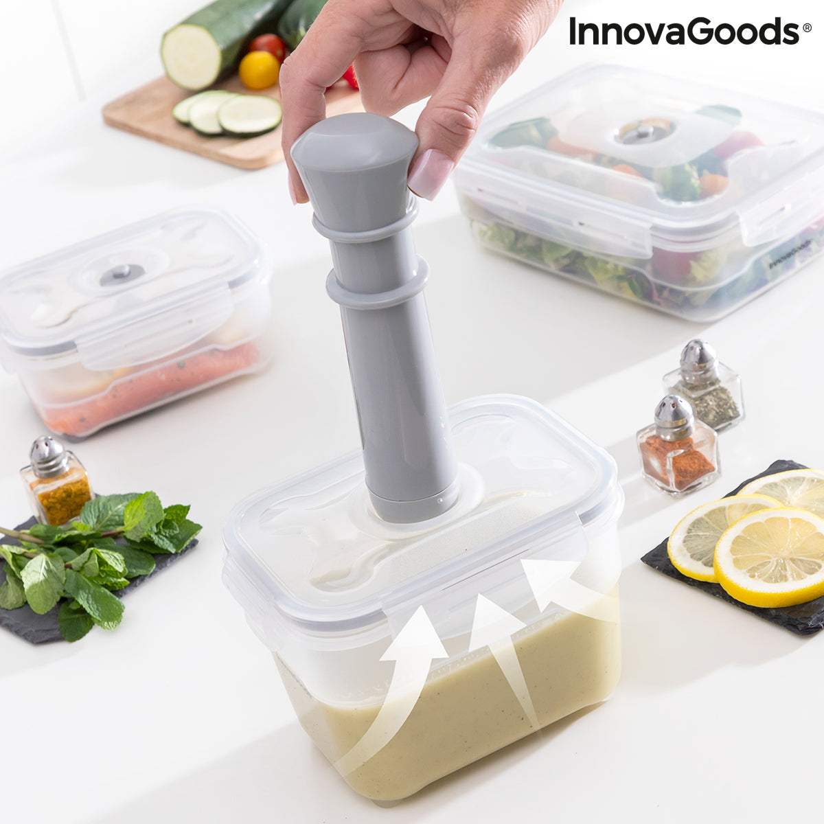 Set of 3 Containers for Vacuum Packing with Manual Pump Vacse InnovaGoods