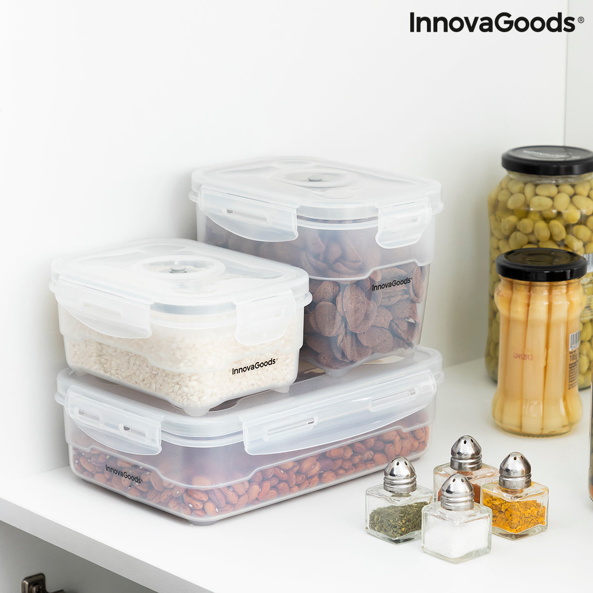 Set of 3 Containers for Vacuum Packing with Manual Pump Vacse InnovaGoods
