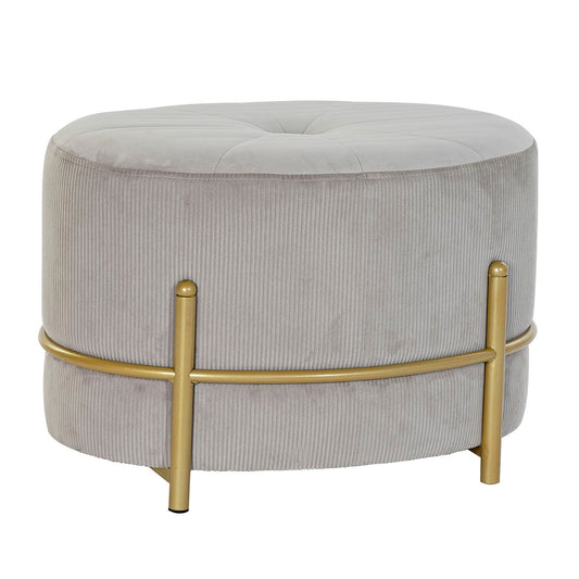 Bench DKD Home Decor Beige Golden Metal Polyester Velvet (51 x 36 x 33 cm)