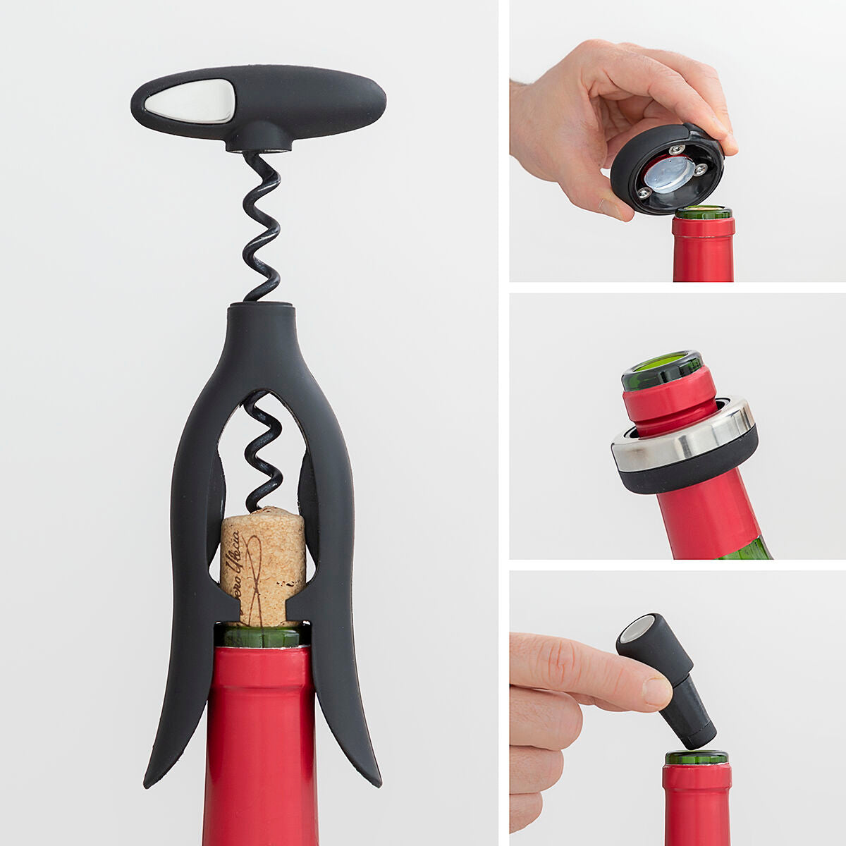 Set of Wine with Spiral Corkscrew and Accessories Vinstand InnovaGoods 5 Pieces