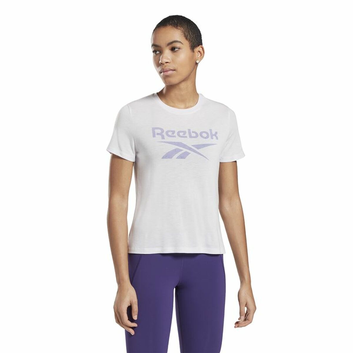 Women’s Short Sleeve T-Shirt Reebok Workout Ready Supremium Purple White