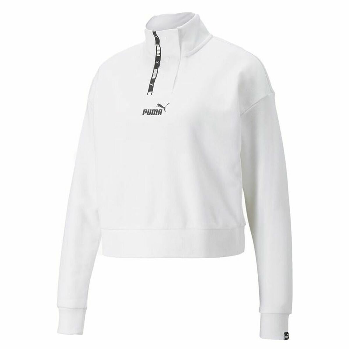 Women’s Sweatshirt without Hood Puma Tape Half-Placket W White