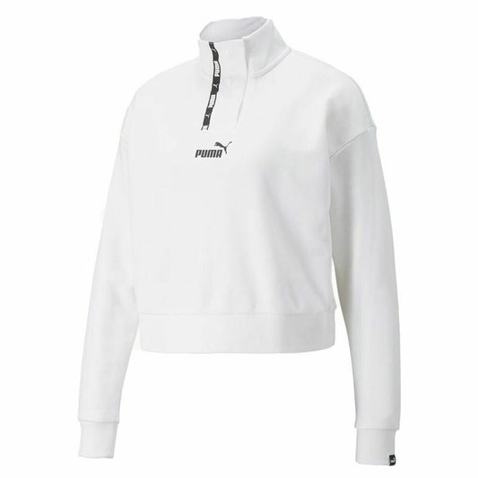 Women’s Sweatshirt without Hood Puma Tape Half-Placket W White