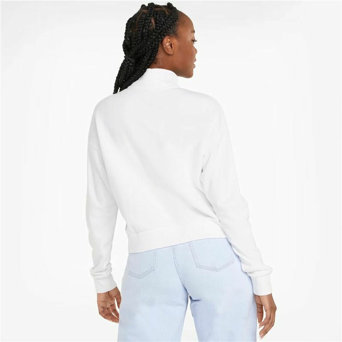 Women’s Sweatshirt without Hood Puma Tape Half-Placket W White