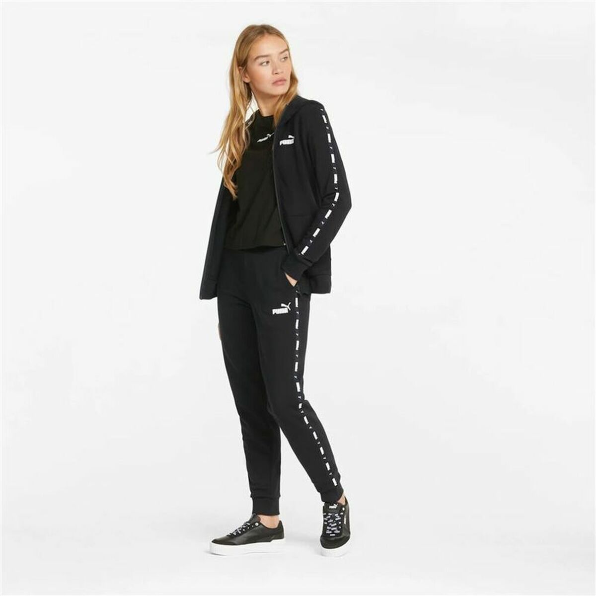 Long Sports Trousers Puma Power Tape W Black Lady