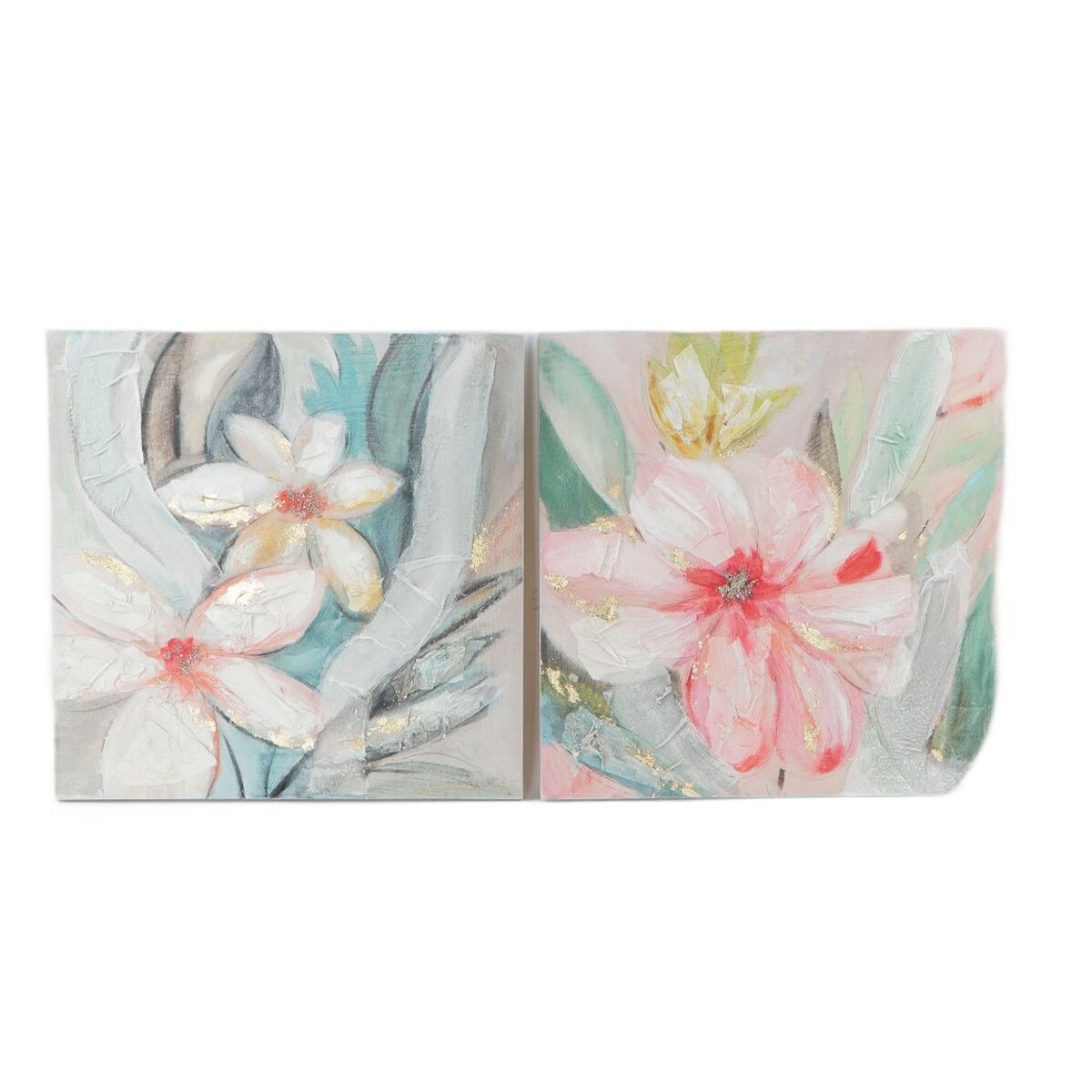 Painting DKD Home Decor S3018378 Flowers (80 x 3,5 x 80 cm) (2 Units)