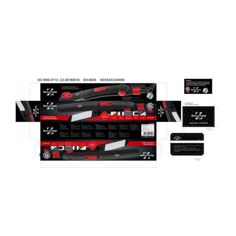 Ceramic Hair Straighteners SwissHome 25 W Red Black