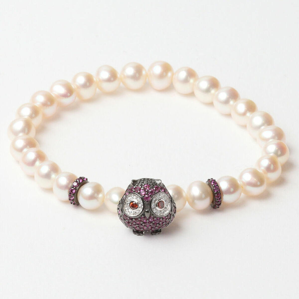 Ladies'Bracelet Lancaster JLA-BR-OWL-5-WH Purple White Sterling silver 16 mm