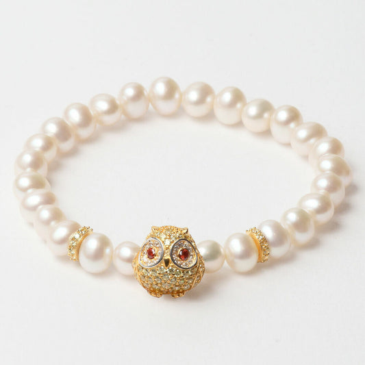 Ladies'Bracelet Lancaster JLA-BR-OWL-6-WH Golden White Sterling silver 16 mm