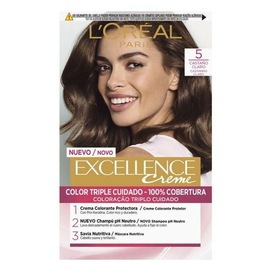 Permanent Dye Excellence L'Oreal Make Up Light Brown Nº 5