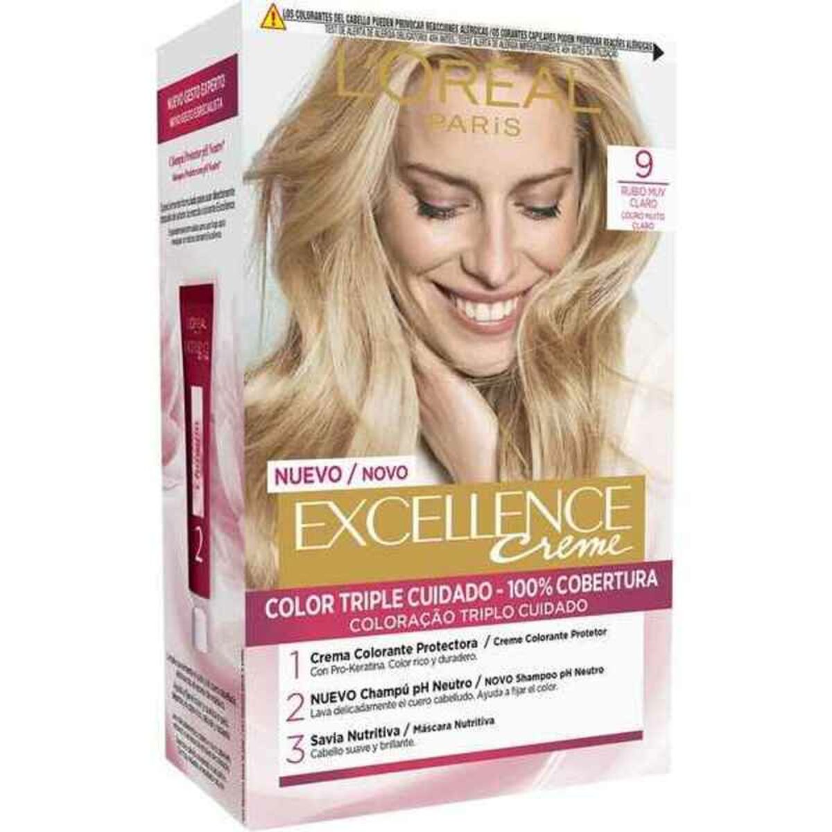 Permanent Dye Excellence L'Oreal Make Up Light Blonde Nº 9