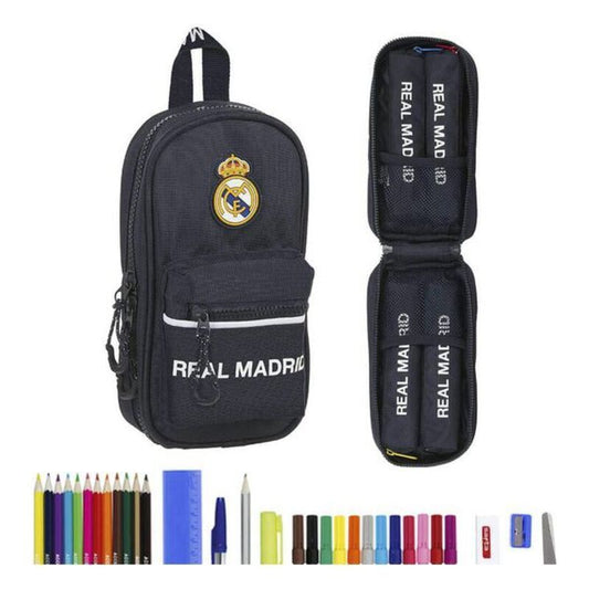 Backpack Pencil Case Real Madrid C.F. Navy Blue (33 Pieces)