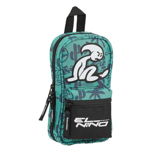 Backpack Pencil Case El Niño Beach Party Black Green (33 Pieces)