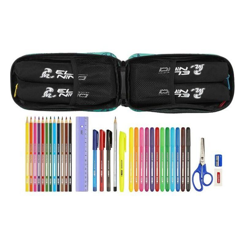 Backpack Pencil Case El Niño Beach Party Black Green (33 Pieces)