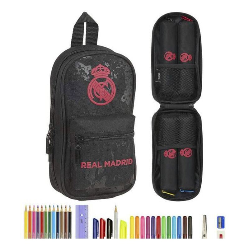 Backpack Pencil Case Real Madrid C.F. Black (33 Pieces)