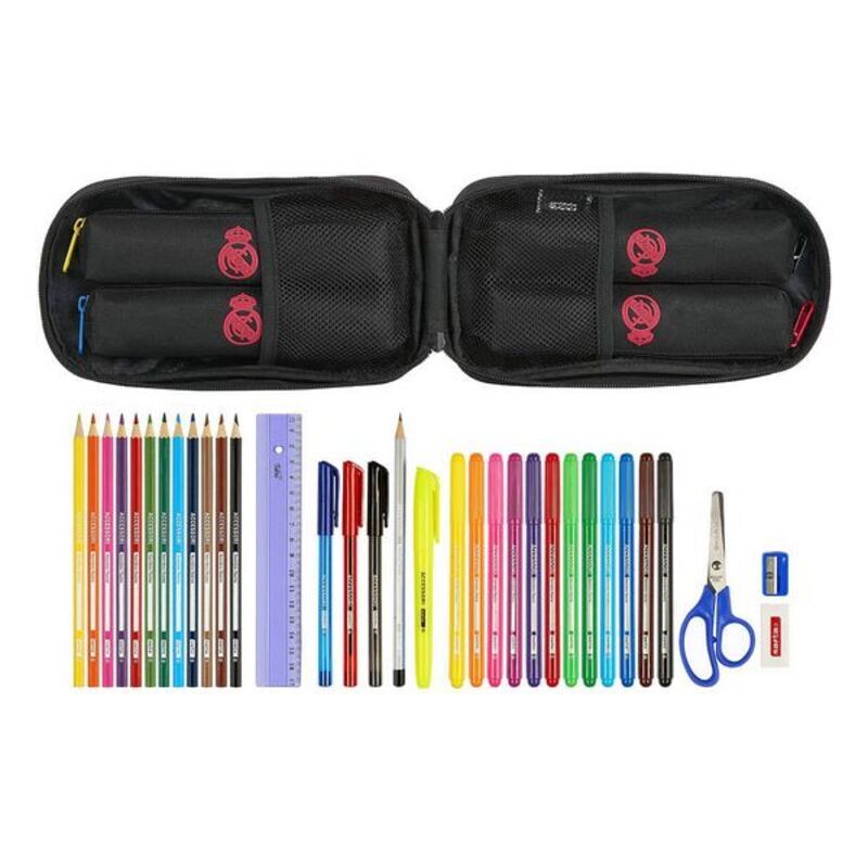 Backpack Pencil Case Real Madrid C.F. Black (33 Pieces)