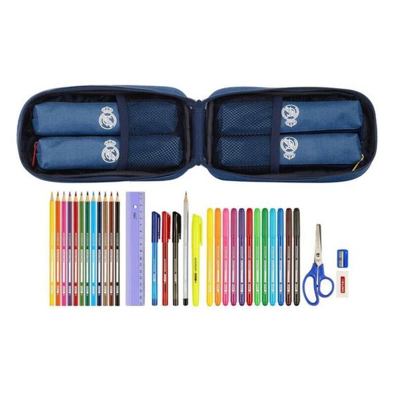 Backpack Pencil Case Real Madrid C.F. Leyenda Blue (33 Pieces)