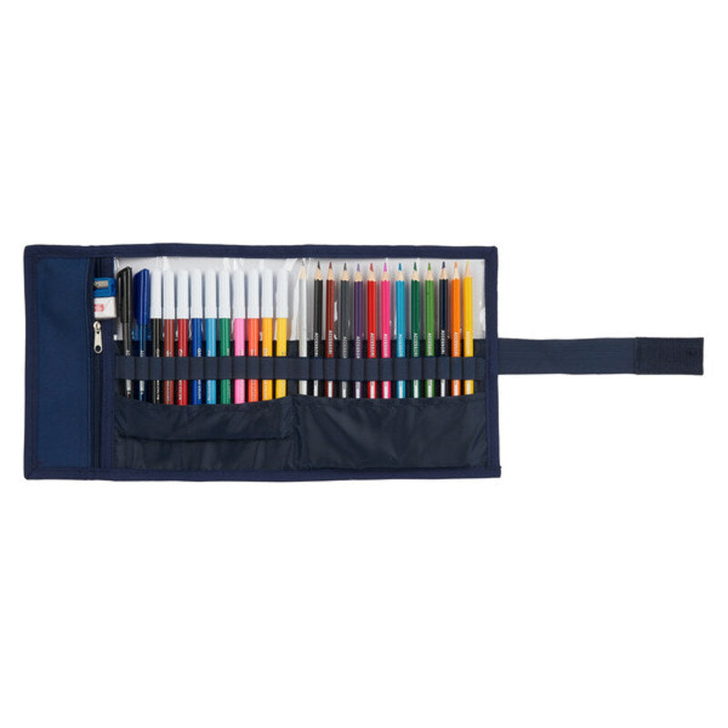 Pencil Case Real Madrid C.F. 412124786 Blue (27 Pieces)