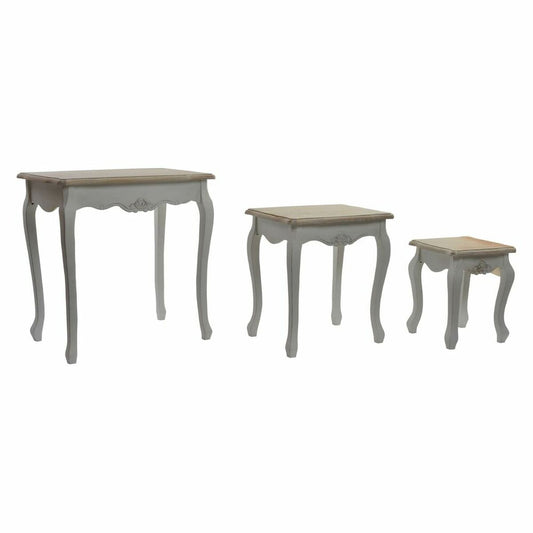 Set of 3 tables DKD Home Decor Wood White (60 x 40 x 61 cm) (3 pcs)