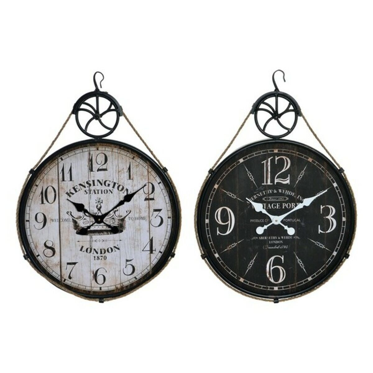 Wall Clock DKD Home Decor Wood Metal (2 pcs) (50 x 4 x 71 cm)