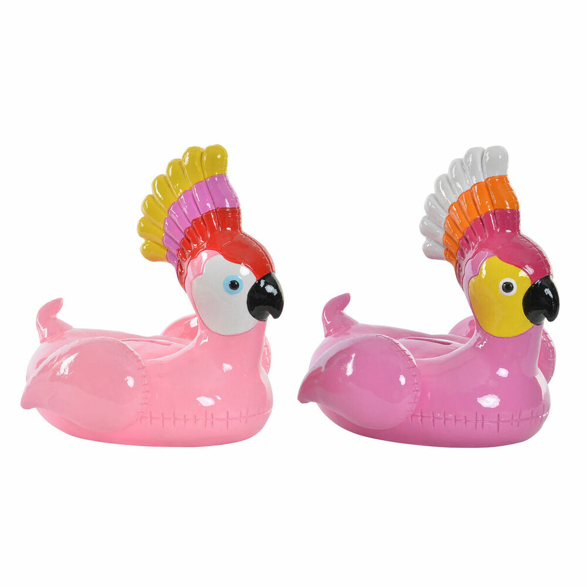 Money box DKD Home Decor 8424001535910 Pink Resin Parrot