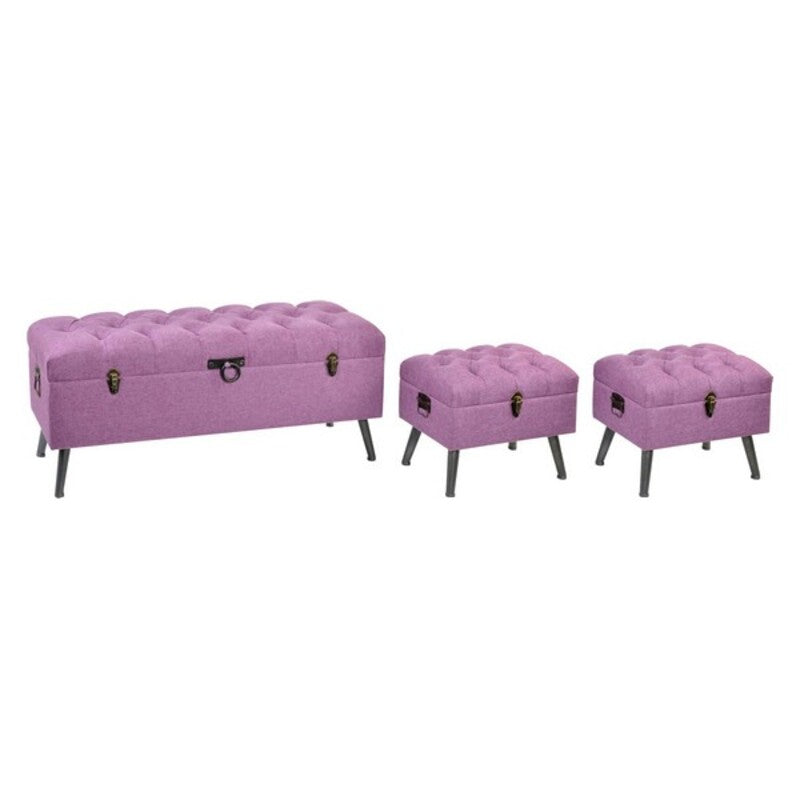 Bench DKD Home Decor 8424001565399 Metal Polyester Fuchsia MDF Wood (120 x 42 x 53 cm)