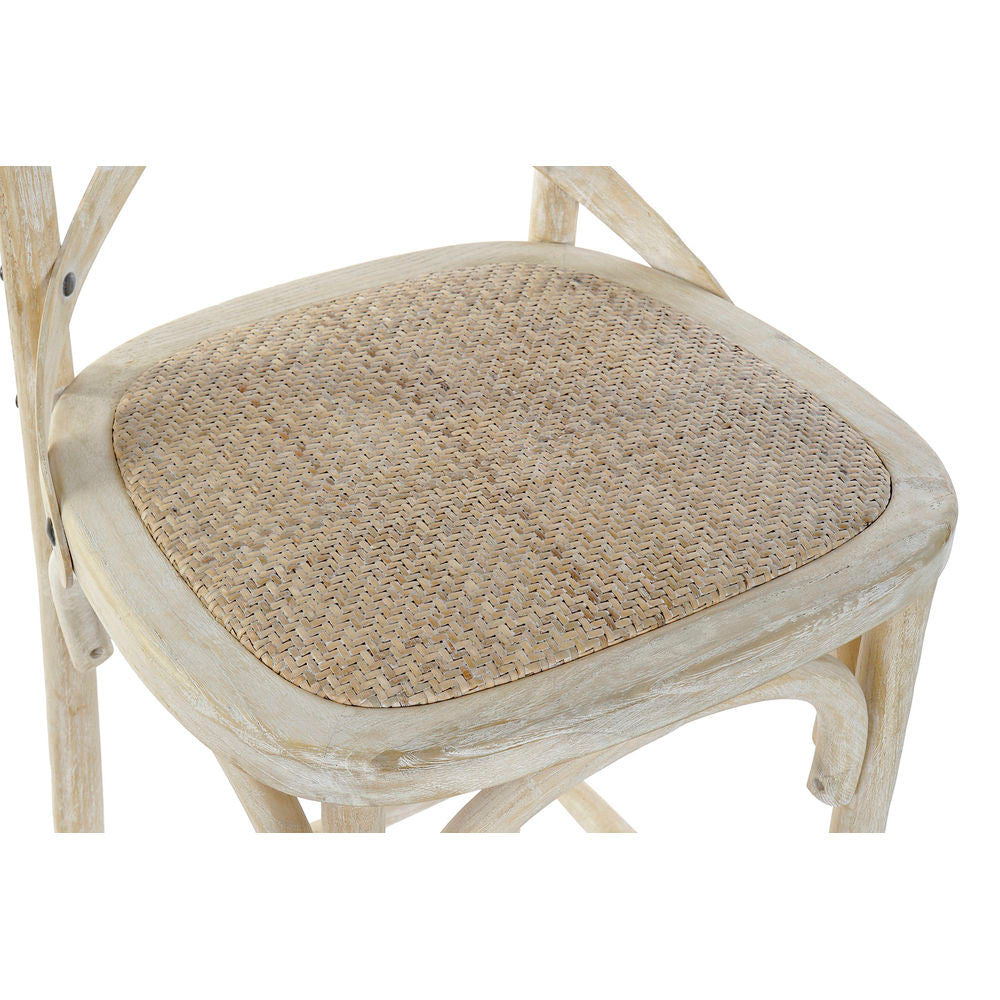 Stool DKD Home Decor White Rattan Elm wood (48 x 55 x 116 cm)