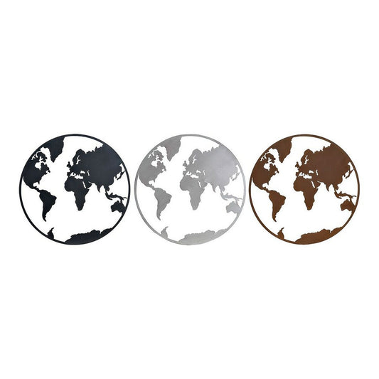 Decorative Figure DKD Home Decor World Map Metal (60 x 1 x 60 cm) (3 pcs)