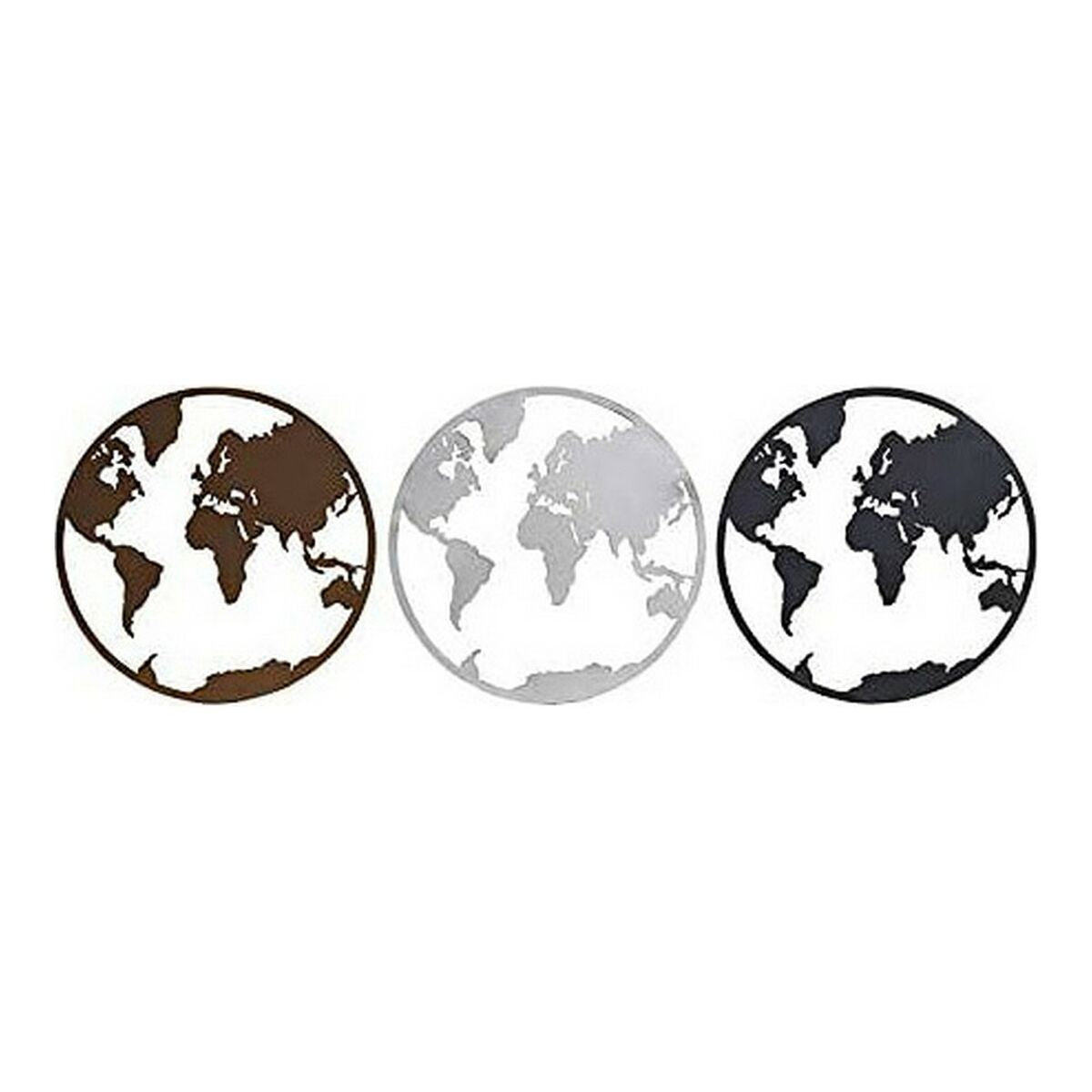 Decorative Figure DKD Home Decor World Map Metal (3 pcs) (40 x 1 x 40 cm)