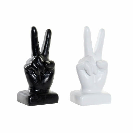 Decorative Figure DKD Home Decor Black White Resin (13 x 12 x 29 cm) (2 pcs)