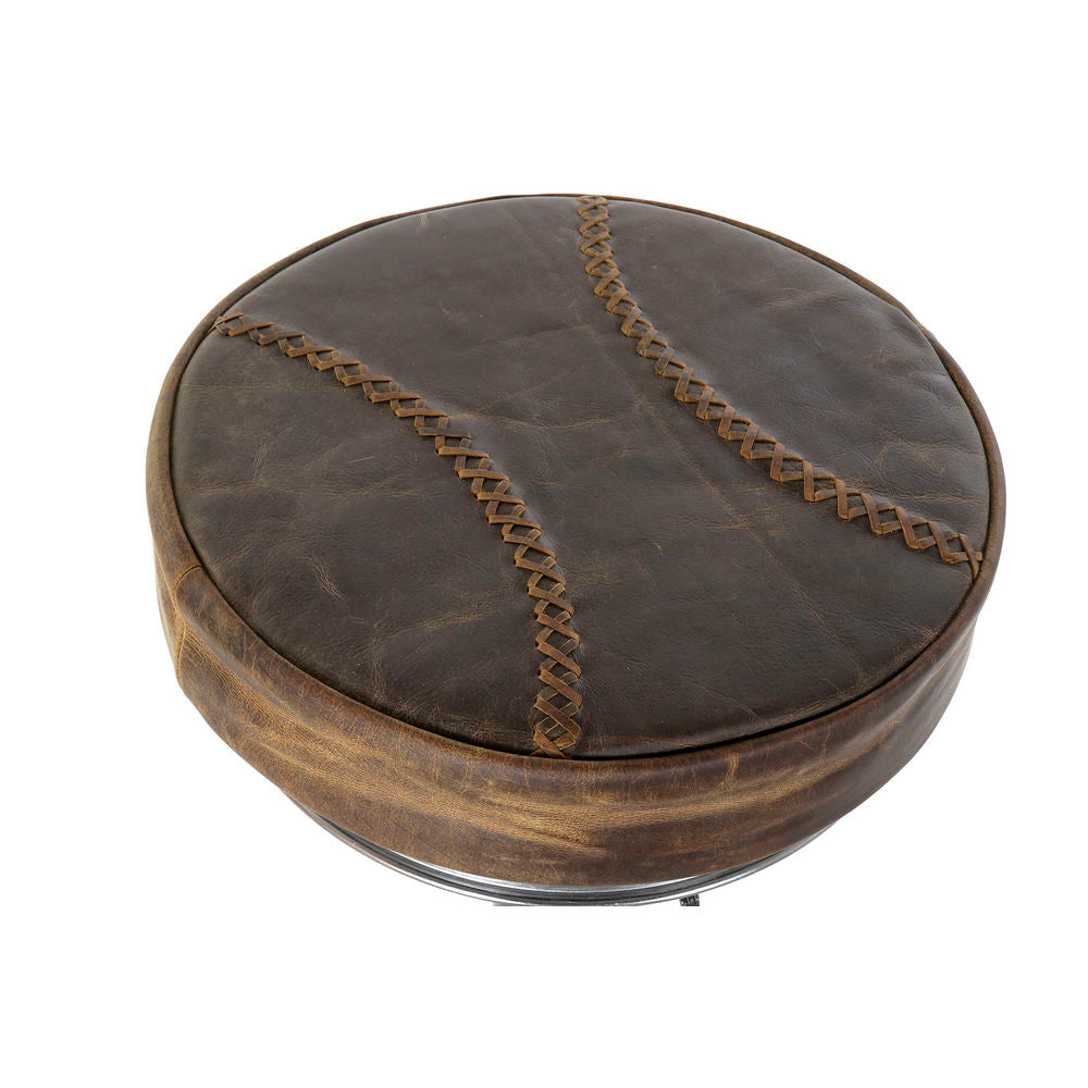 Stool DKD Home Decor Brown Leather Metal (44 x 41 x 82 cm)