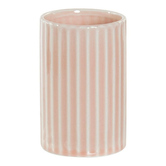 Toothbrush Holder DKD Home Decor Pink Stoneware (7.2 x 7.2 x 11.5 cm)