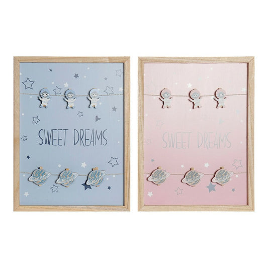 Photo Frame with Clamps DKD Home Decor Sweet Dreams MDF Wood (40 x 40 x 3 cm) (2 pcs)