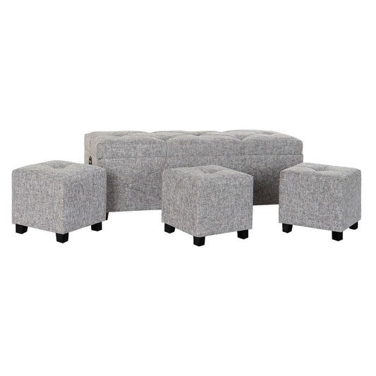 Chest DKD Home Decor Black Grey Linen Wood (4 pcs)