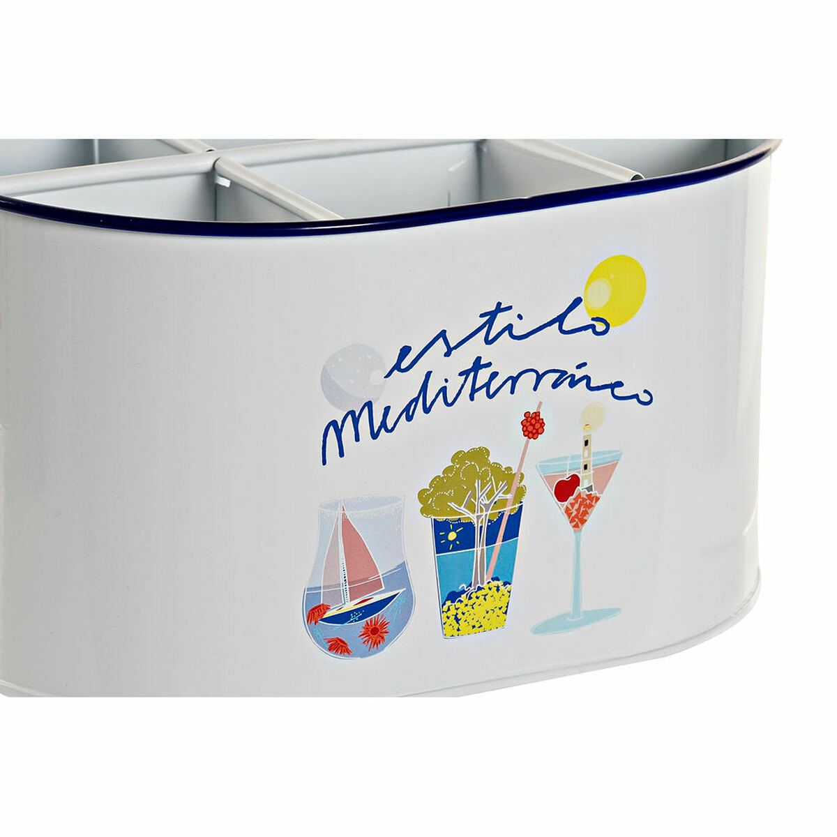 Bucket DKD Home Decor Mediterranean White Metal (24.5 x 17 x 13 cm)