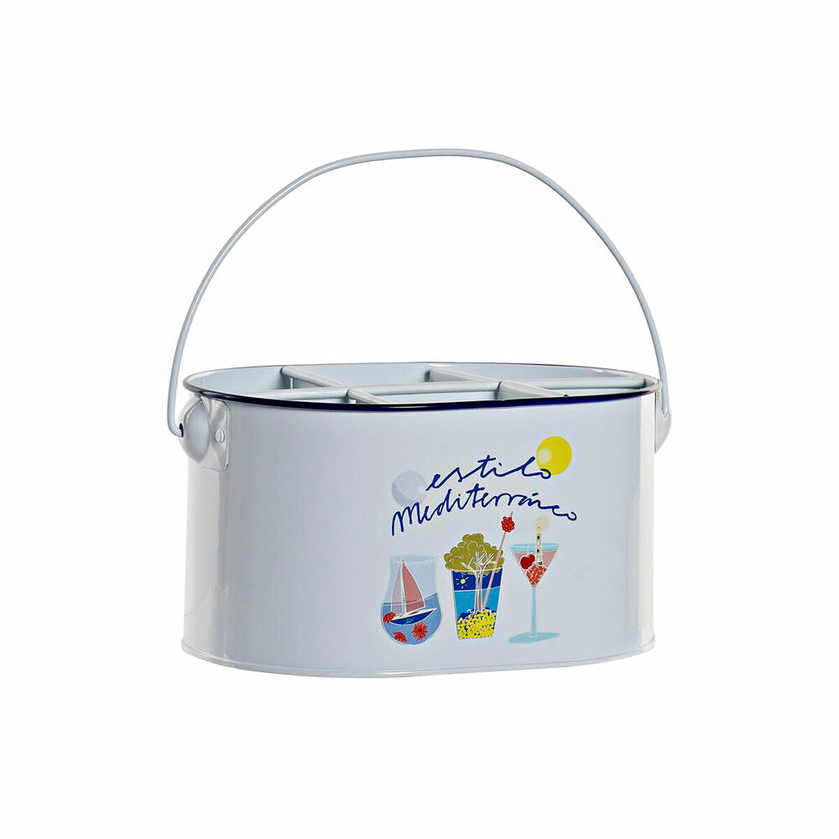 Bucket DKD Home Decor Mediterranean White Metal (24.5 x 17 x 13 cm)