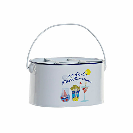 Bucket DKD Home Decor Mediterranean White Metal (24.5 x 17 x 13 cm)