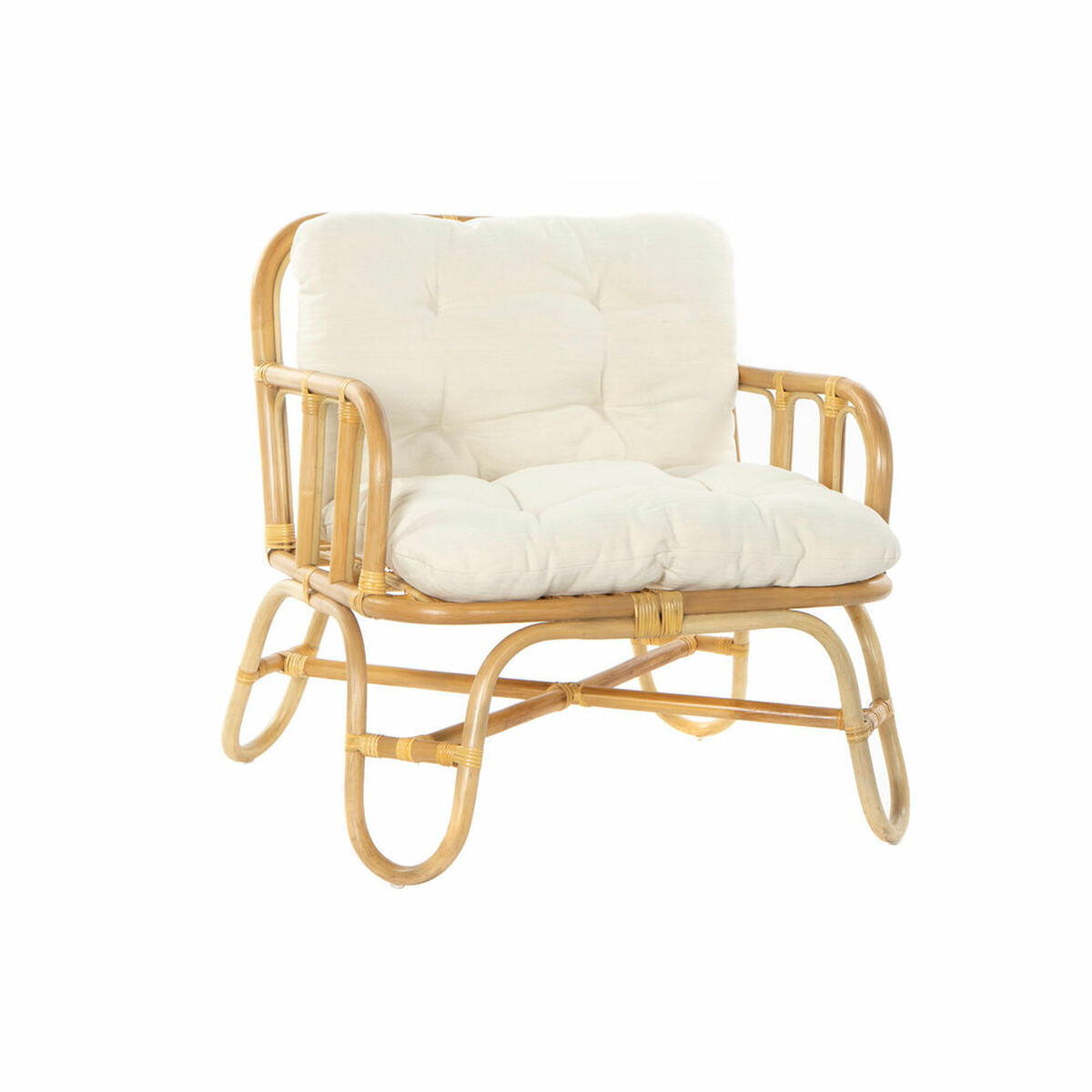 Armchair DKD Home Decor Natural Beige Cotton Rattan (76 x 72 x 80 cm)