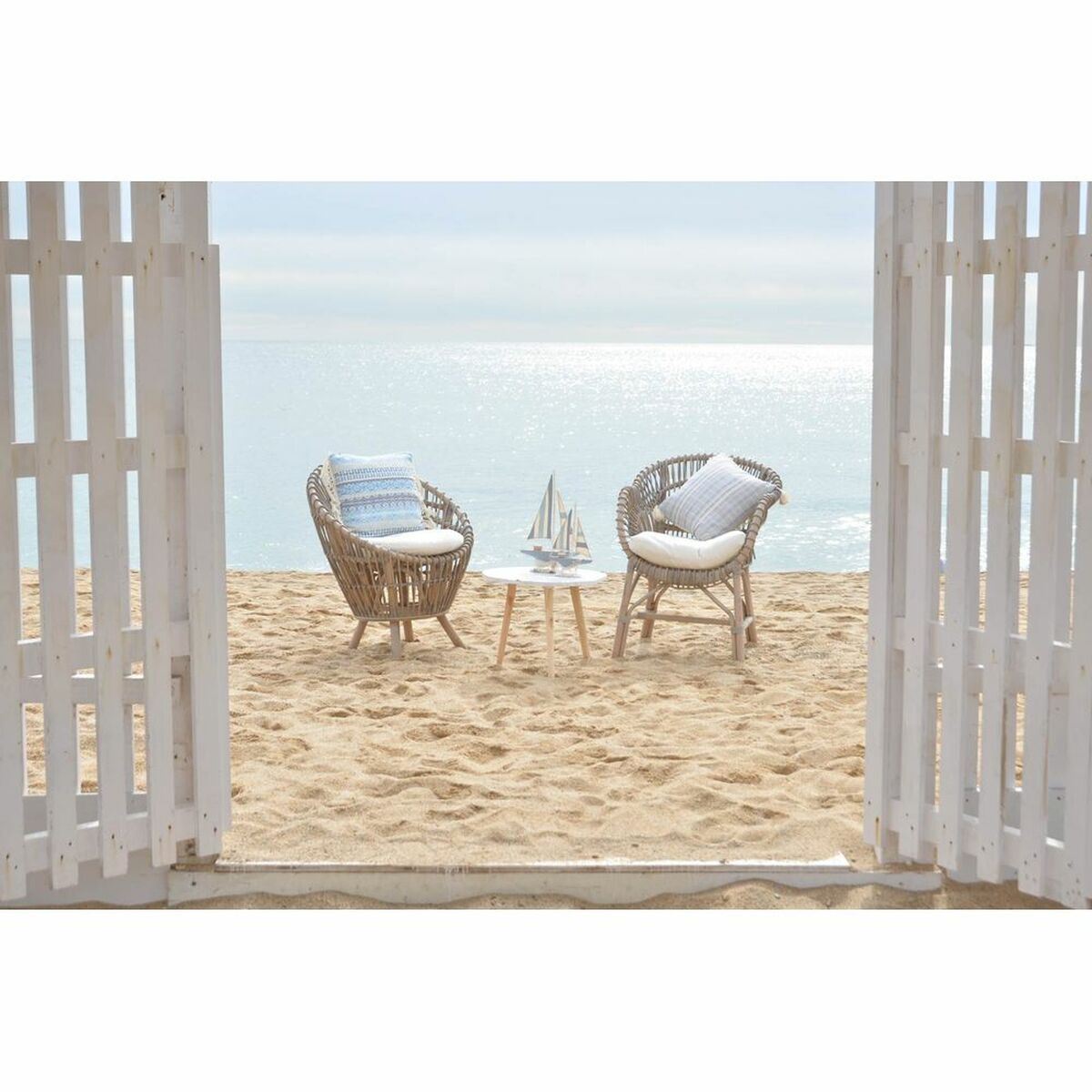 Garden chair DKD Home Decor White Cotton Rattan (64 x 70 x 85 cm)