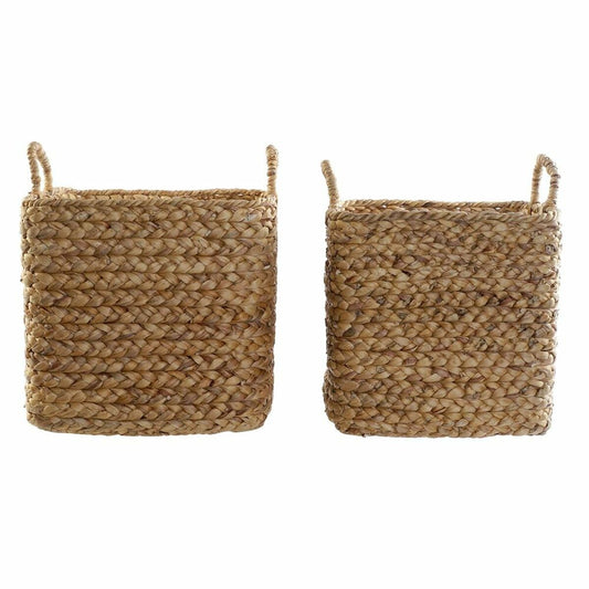 Basket set DKD Home Decor Natural Brown Rushes (42 x 42 x 39 cm) (2 Pieces)