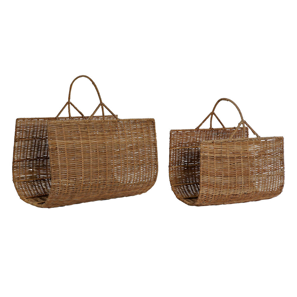 Log Stand DKD Home Decor Rattan Tropical (2 pcs) (36 x 49 x 51 cm) (25 x 40 x 40 cm)