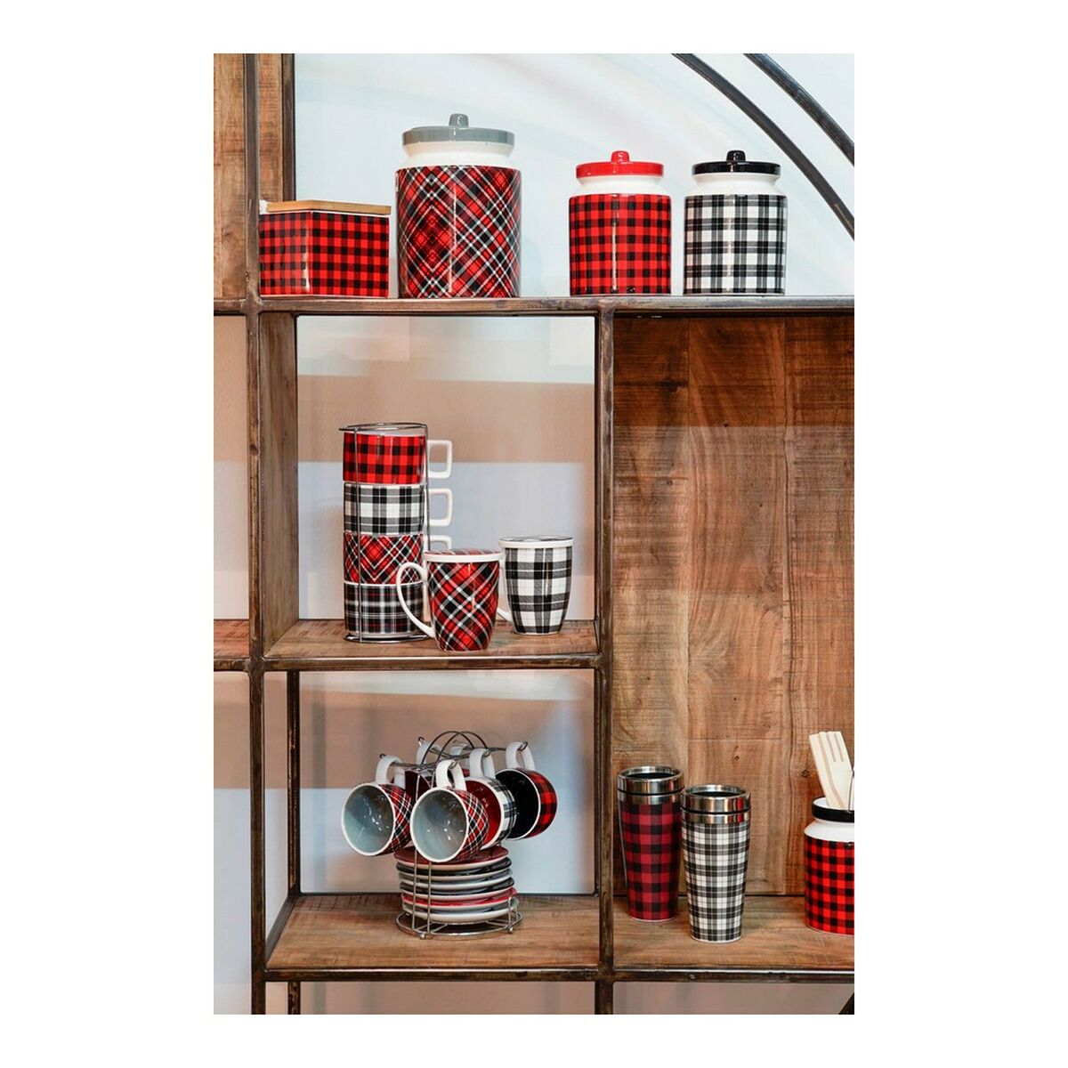Tin DKD Home Decor Frames Red Black Grey Dolomite (15 x 15 x 22 cm)