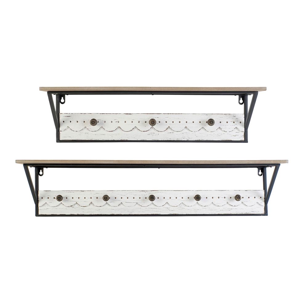 Coat rack DKD Home Decor White Metal MDF Wood (2 pcs)