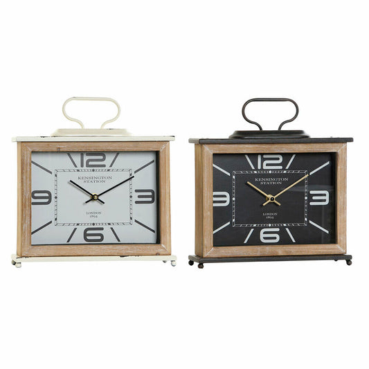 Table clock DKD Home Decor Black Metal White MDF Wood (28 x 8 x 29.5 cm) (2 pcs)