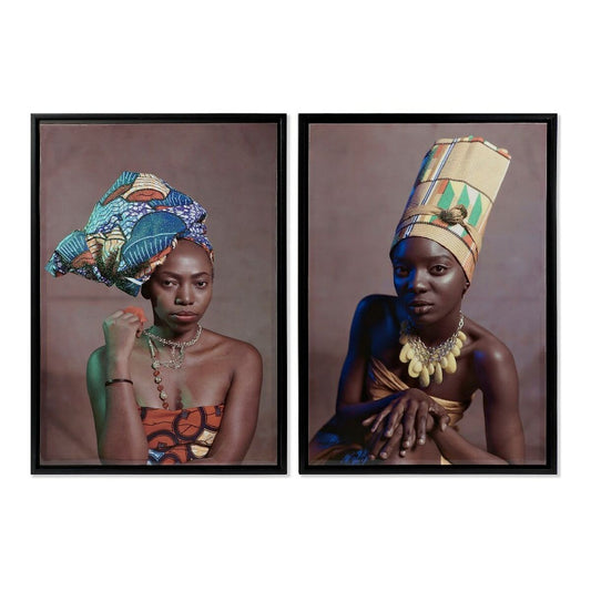 Painting DKD Home Decor African Art Colonial African Woman (65 x 3,5 x 90 cm) (2 Units)