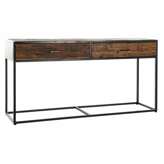 Console DKD Home Decor Black Metal Mango wood Dark brown (150 x 43 x 77 cm)