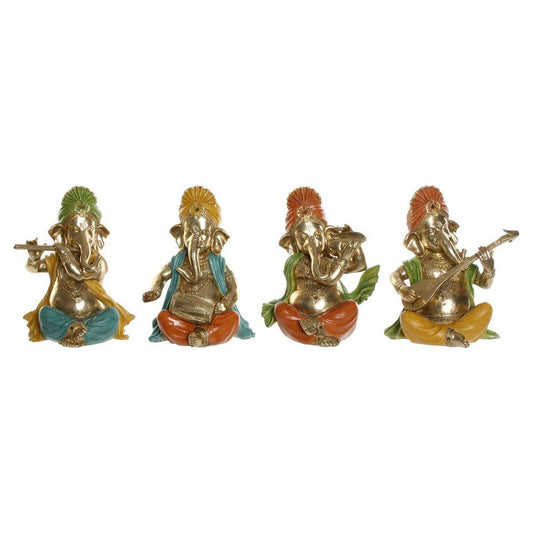 Decorative Figure DKD Home Decor Blue Golden Green Yellow Resin Indian Man (22 x 17 x 28 cm) (4 Units)