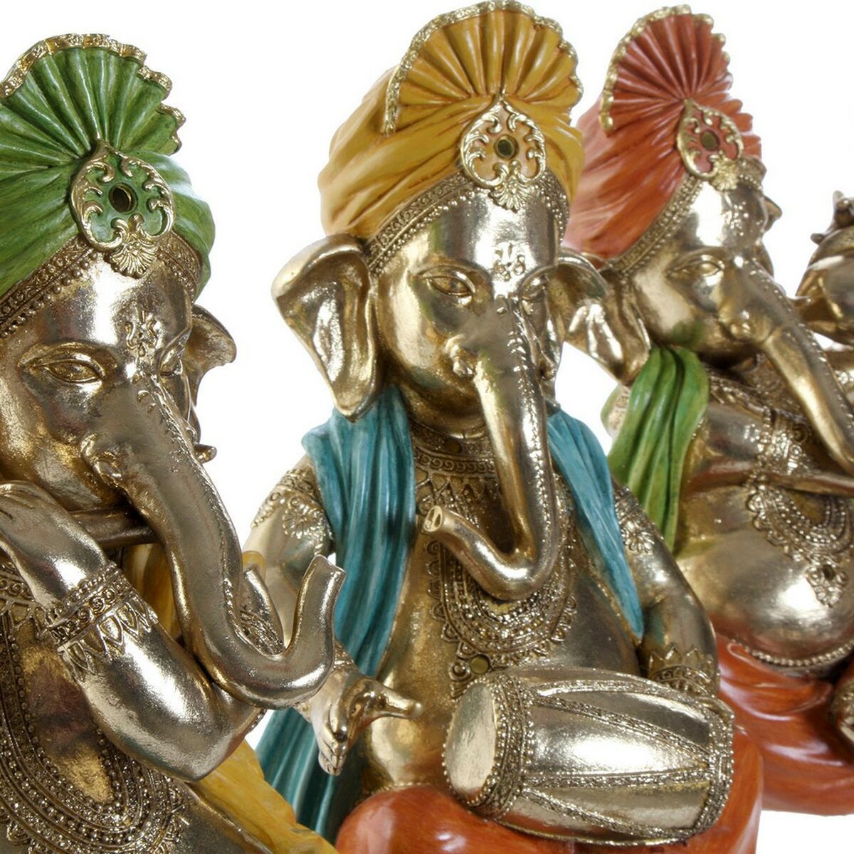 Decorative Figure DKD Home Decor Blue Golden Green Yellow Resin Indian Man (22 x 17 x 28 cm) (4 Units)